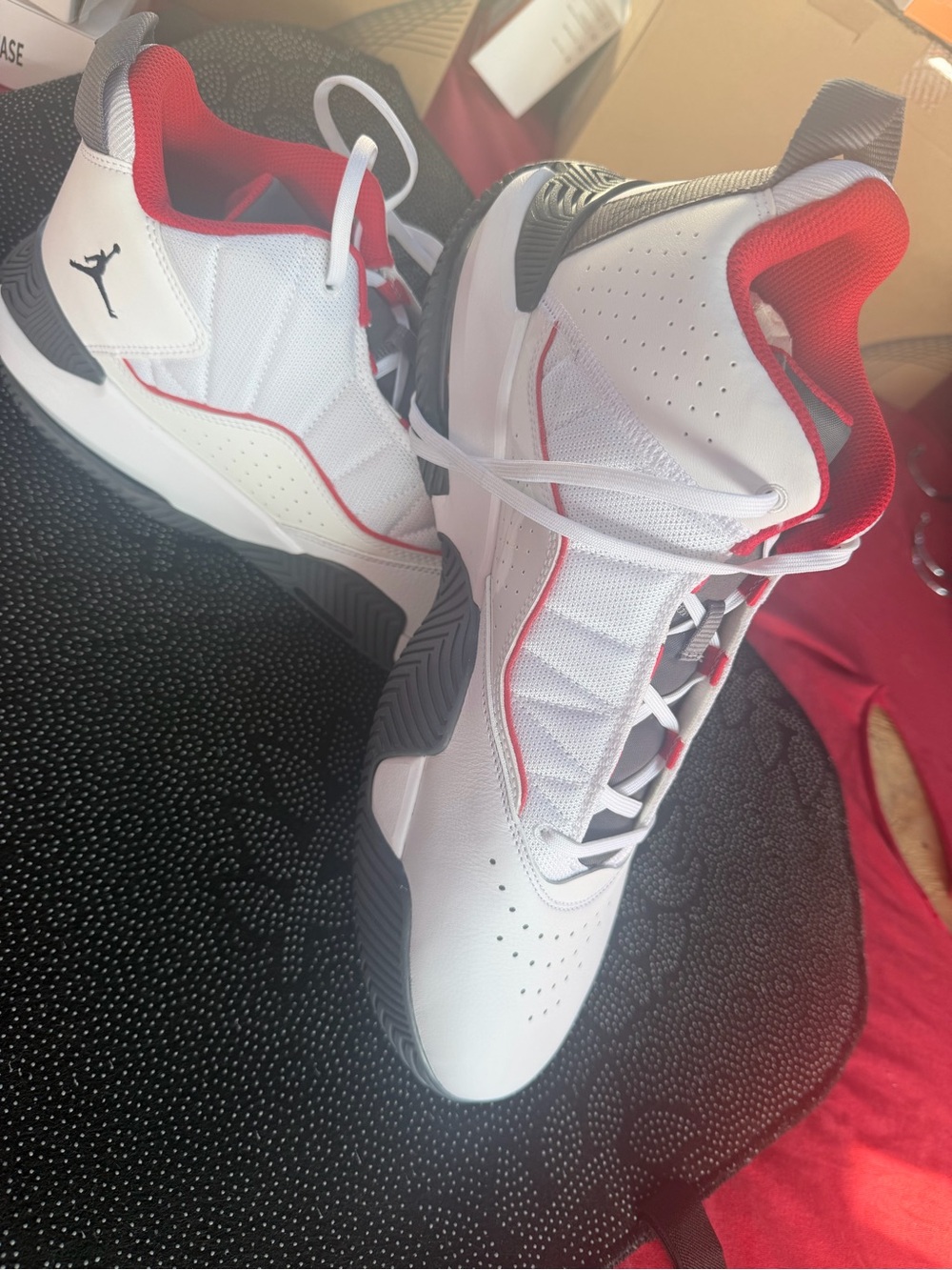 Jordan Men’s High-Top Basketball Shoes - White/Red/Gray